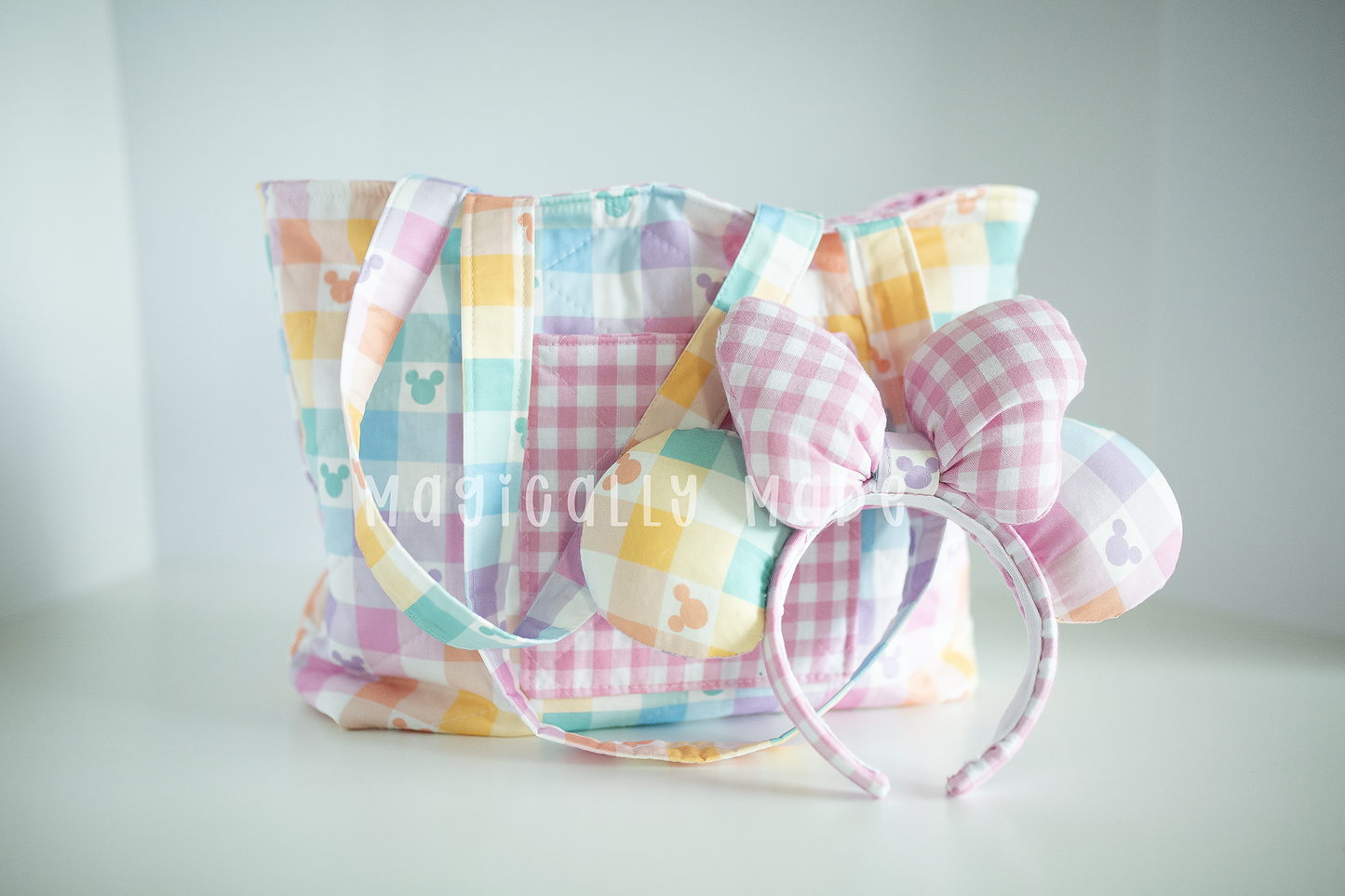 Pastel plaid tote