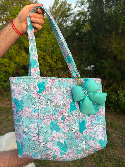 Jasmine Handmade tote with removable puff bow