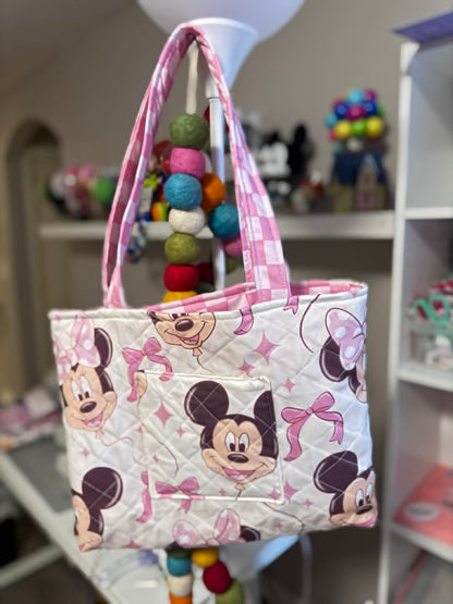 Mouse Balloons and Bows Hand Sewn Quilted Tote Bag