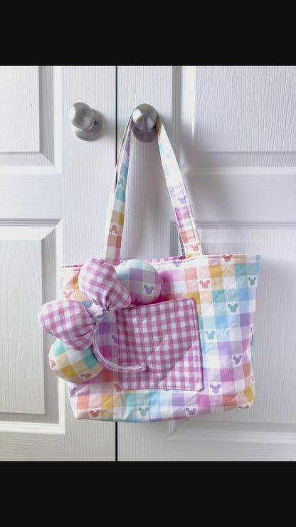 Pastel plaid tote