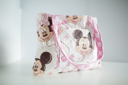 Mouse Balloons and Bows Hand Sewn Quilted Tote Bag